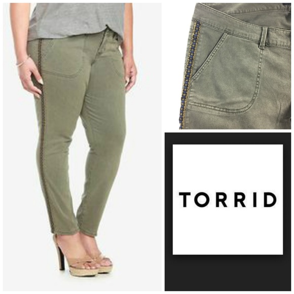 torrid Denim - Torrid Sz 22 Olive Green Utility Stiletto Jeans